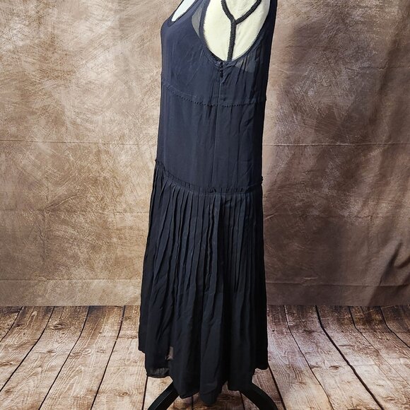 DKNY Black Silk Drop Waist Dress – Size 10 - Picture 6 of 10